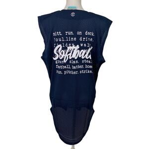 New Hand Printed Unisex Medium Navy Womens Softball Sleeveless Baseball Shirt